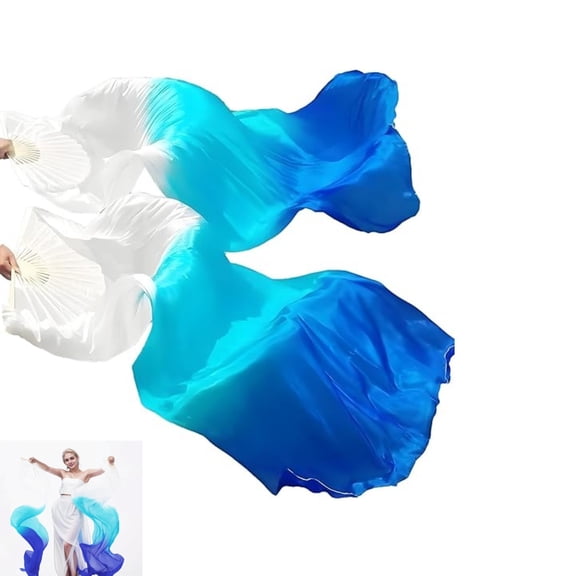 QZS Portable Belly Dance Faux Silk Fans,59in Durable Handmade Belly Dance Dancing Silk Fans,Reusable Dancing Performance Set for Home1 Pair(Left+Right)