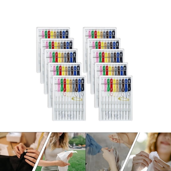 QZS Pre-Threaded Needles Kit,10 Boxes Quick Fix Sewing Supplies with Pre-Threaded Needles,Buttons & Pins,Mini Sewing Kit for Home,Travel,Emergencies