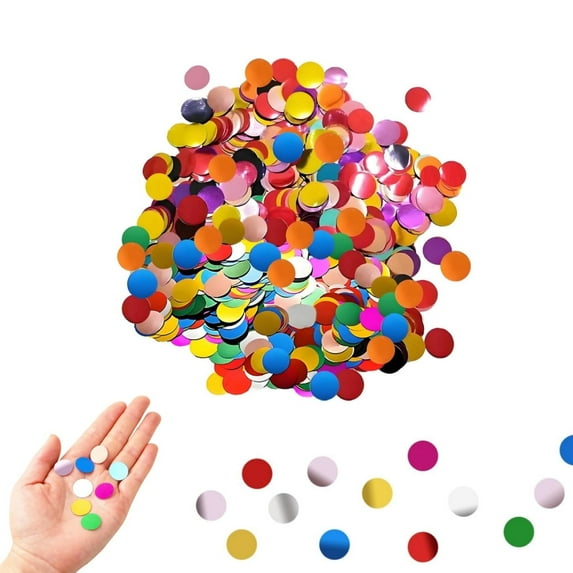 QZS Rainbow Metallic Foil Confetti,Portable Round Dots Glitter Rainbow Table Confetti for Party,Engagements & Weddings Decorations,0.22LB