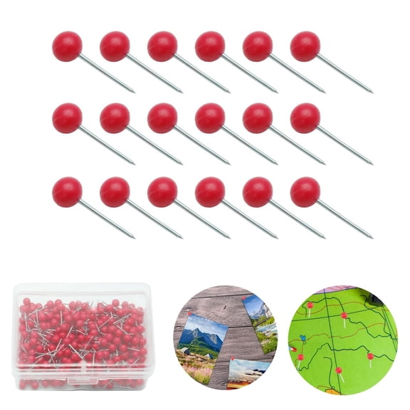 QZS Round Ball Head Map Push Pins,Portable Small Round Head Map Tacks Pins,Red DIY Craft Project Supply for Travel Map,Bulletin Board