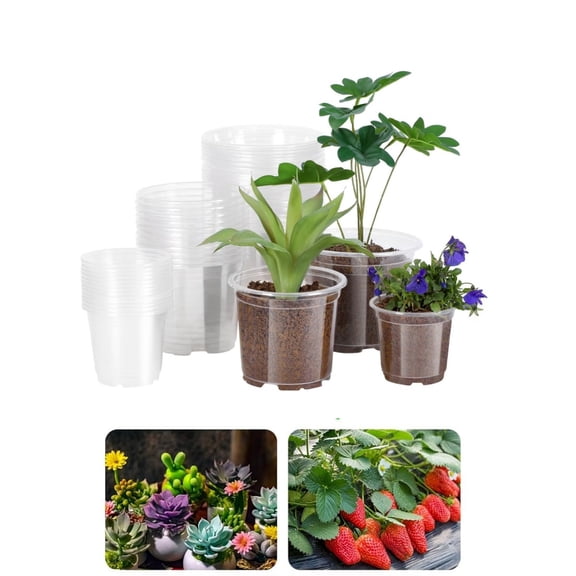 QZS Seed Starting Pots,3Size Clear Nursery Pots with Drainage Holes,Transparent Plastic Containers for Plants,Durable Flower Containers for Indoor