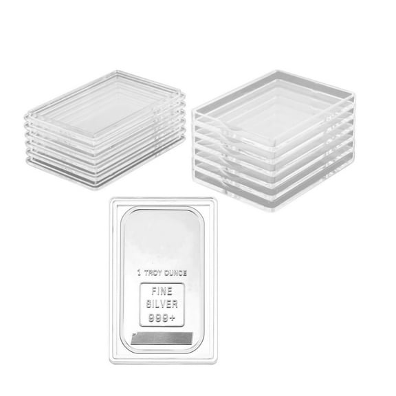 QZS Silver Bar Storage Case Container,Set of 15 Reusable Silver Bar Holder Container for Home,Portable Clear Collection Case