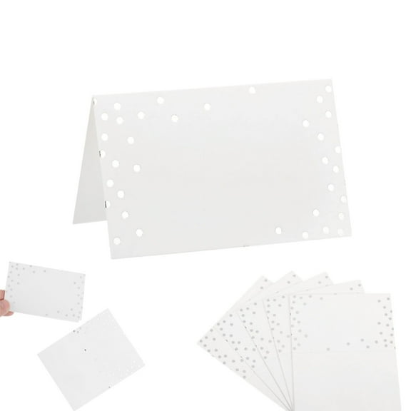 QZS Small Blank Place Cards,Pack of 50 Blank Escort Cards for Wedding,Table Setting Tool for Wedding,Dinner Parties,Easy Folding,Silver