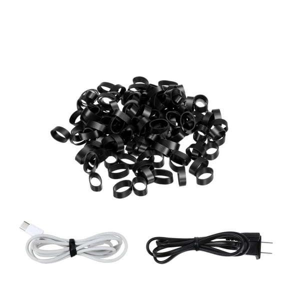 QZS Strong Silicone Bands,Black 0.5in OD Reusable Rubber Ties,Thick Silicone Bands Supplies for Wire Cord Cable Management Home Organization