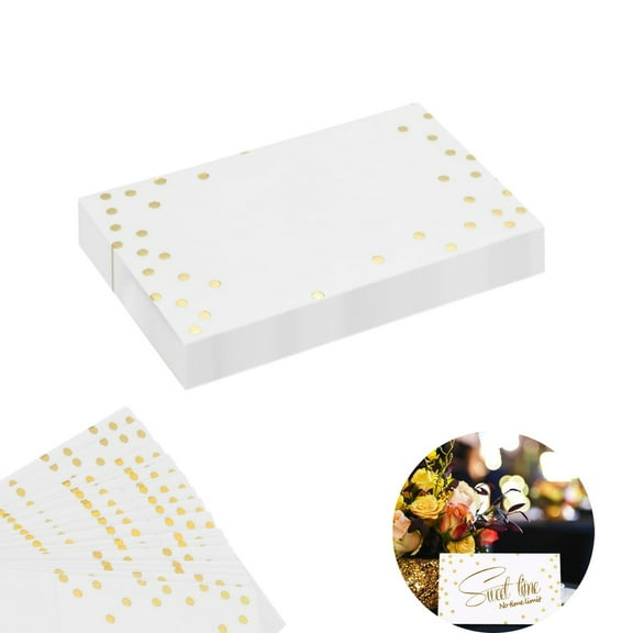 QZS Tent Cards,Small Table Cards with Gold Foil Border for Parties,50 Pack,Portable Table Seating Receptions Tool for Dinner Parties