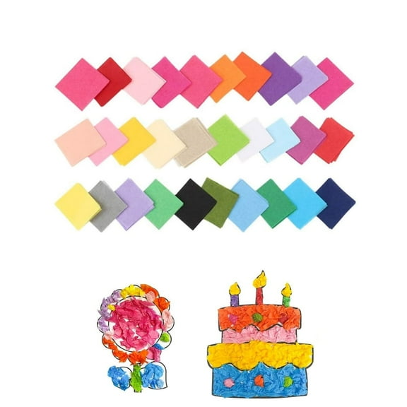 QZS Tissue Paper Squares,Arts Squares Paper,30 Assorted Colors Art Rainbow Tissue,1x1inch Multicolor Tissue Mosaic Squares for Arts Craft,6000Pcs