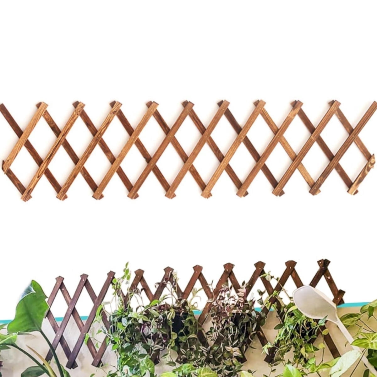 Wall Panel Lattice Trellis,QZS Stretchable Decorative Wooden Lattice for Plants,Wooden Wall Trellis Panels for Patio Fence,Backyard,1Pack