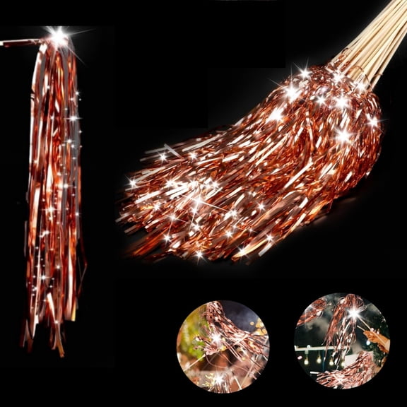 QZS Wedding Wands with LED,Light up Wedding Wands LED Streamers,20pcs Glittery Party Streamers for Birthday,New Year Party(Rose Gold)