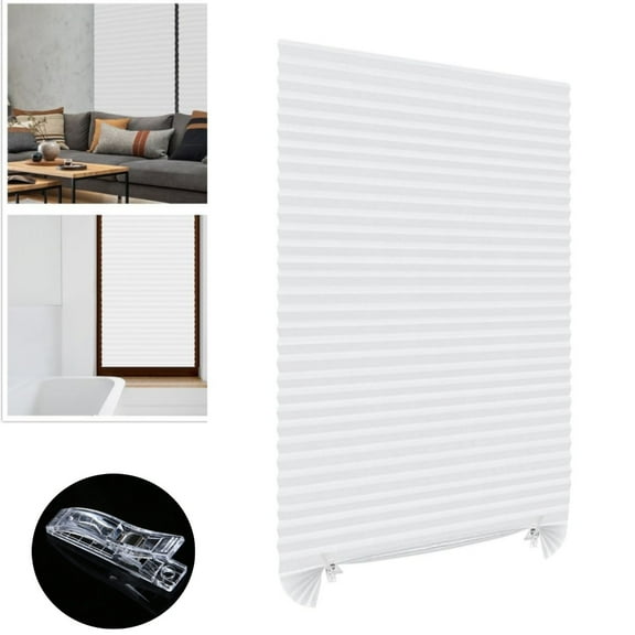 QZS Window Blinds,Temporary Window Shades,Light Filtering Pleated Fabric Shade,No Drilling Self Adhesive Room Darkening Blinds for Home,2Pcs,23.6x59"