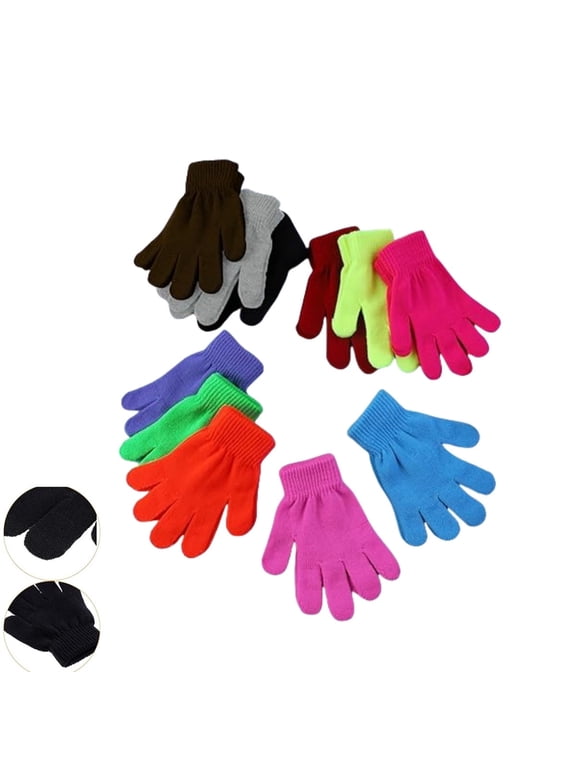 Winter Gloves,12pcs Winter Stretchy Knit Mittens for Home,Reusable Bulk Finger Mittens,Multicolor Full Fingers Knit Gloves for Home,Oudtoor