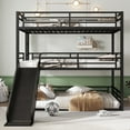 thumbnail image 1 of QZYeYun Triple Bunk Bed with Slide, Heavy Duty Queen Over Queen Over Queen Metal Three Bunk Bed with Ladder and Guardrail, No Box Spring Needed, Easy Assembly, 1 of 9
