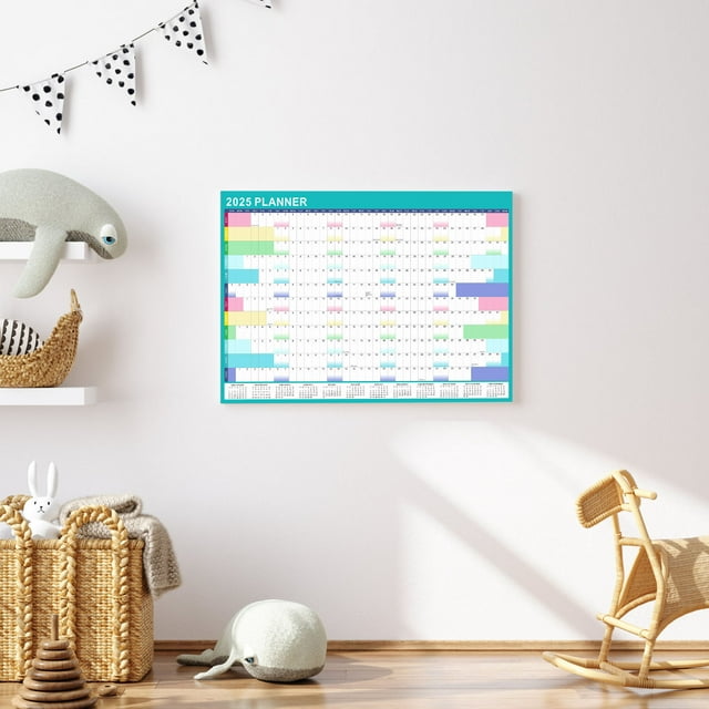 Qaailabf 2025 Wall Mounted Erasable English Calendar Schedule Planner Reusable Wipeable Office