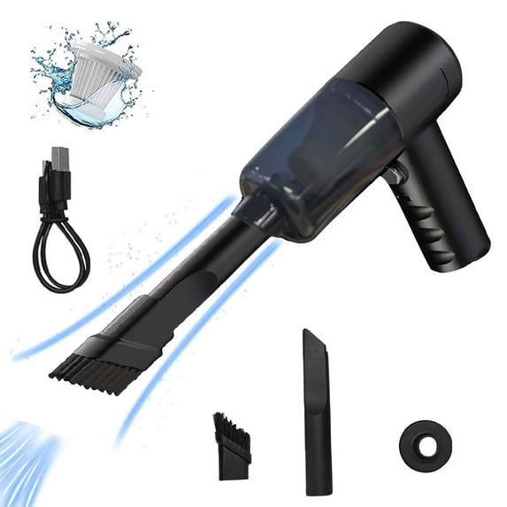 Portable Car Vacuum Cleaner Rechargeable Handheld Wet Dry High Suction 5500Pa | Compact Lightweight Car/Home Cleaner | Powerful 35W Motor | Includes Brush & 2 Nozzles | USB Charging