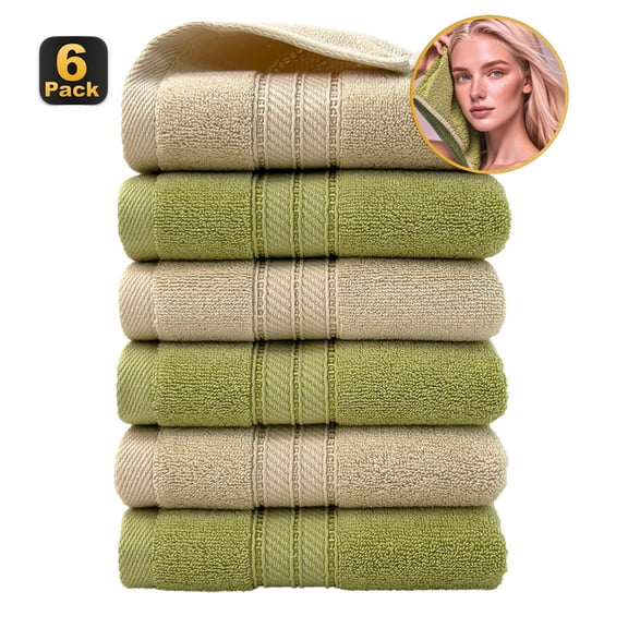 Qaailabf 6 Pack Cotton Towels Set, Highly Absorbent 400GSM, 27.1"x13.3", Soft Durable Bathroom Gym Shower Hotel Spa Towels, Machine Washable, Bright Mixed Colors