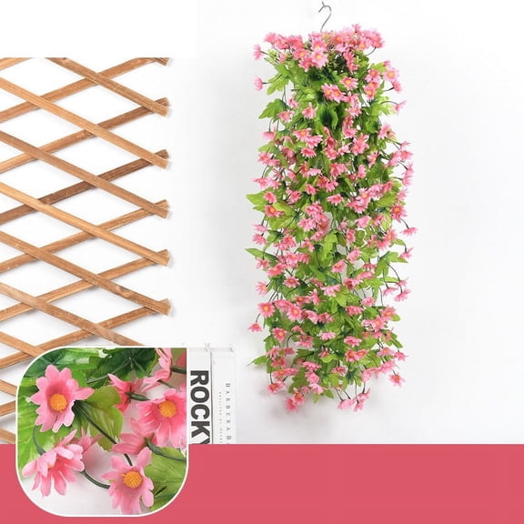 Qaailabf Artificial Hanging Vines Wall Decor - 7 Forks 80cm Silk Flower Garland | Wedding Ceiling Decoration | UV-Resistant All-Season Outdoor Vine | Realistic PE Rattan Rose Buds with Moss Base |