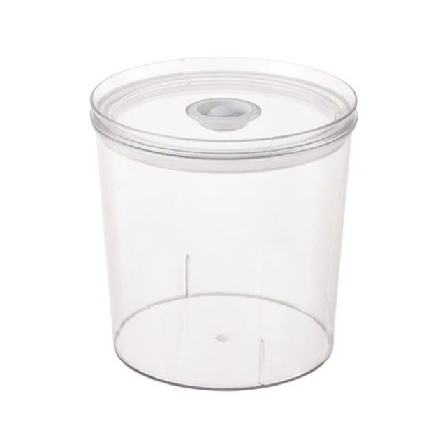 Qaailabf Clear Food Storage Container with Airtight Lid - Round PET Plastic Canister for Dry Goods, Pasta, Rice, Flour, Snacks - Stackable Kitchen Organization Bin with Wide Opening - BPA Free