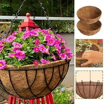 Qaailabf Coco Coir Basket Liner Mat | 8 Inch Round Coconut Fiber Planter Lining | Thick Breathable Water Retaining Hanging Pot Insert | Natural Eco-Friendly Replacement | 2 Pack for Indoor Outdoor