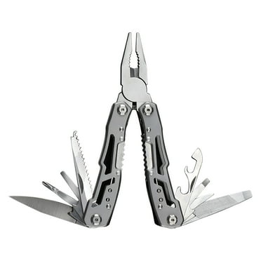 Qaailabf 12-in-1 Multi-Tool Pliers | Portable Folding Multi-Tool with Lock | Stainless Steel Black/Gray Pliers, Knife, Screwdrivers, Bottle Opener | Survival, Camping, Hiking Use | Nylon Pouch
