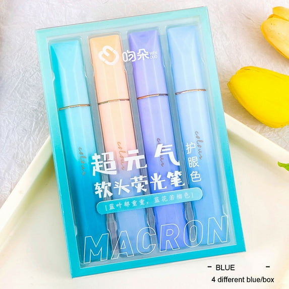 Qaailabf Highlighter Pens Set, 4-Pack Fluorescent & Pastel Colors | Fine Tip Marker Pens for Key Notes, Journal, Study & Organization | Smooth Writing, Comfortable Grip, Boxed, 13.2cm Plastic
