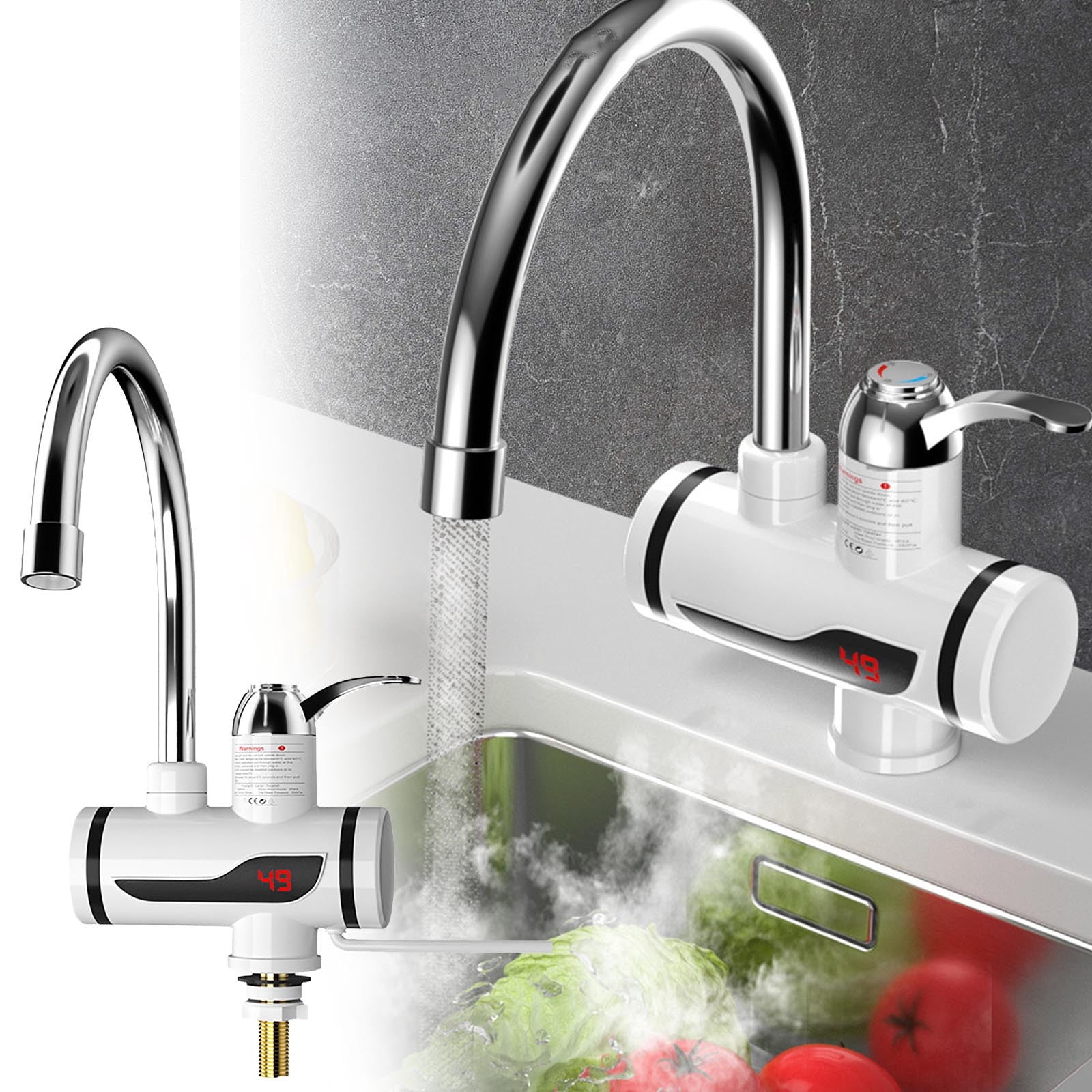 Qaailabf Instant Heating Kitchen Faucet with Bottom-Inlet Design, Fast ...