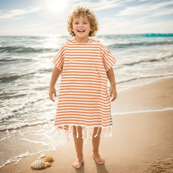 Qaailabf Kids Hooded Beach Towel Cape | Quick Drying Water Absorbent Cotton | Soft Lightweight Sand Free Towel | 66x60cm | Pocket Design | Travel Swimming Surfing Pool Picnic Blanket | 1 Pack |