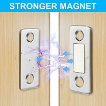 Magnetic Door Catch | Stainless Steel Sliding Wardrobe Cabinet Closer | Ultra Thin 4mm Magnetic Strip Patch Absorber | Strong Hold for Closets Drawers Cupboards | Adhesive & Screws Included | 1 Pack
