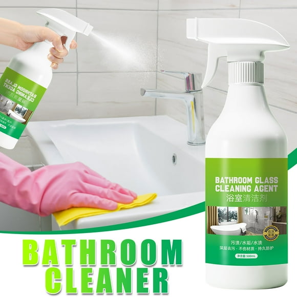 Qaailabf Professional Bathroom Hard Water Stain Remover Spray for Glass Shower Doors, Tiles, Toilets, Bathtubs & Sinks - Dissolves Calcium & Lime Deposits - Non-Corrosive Formula 500ml/16.9oz