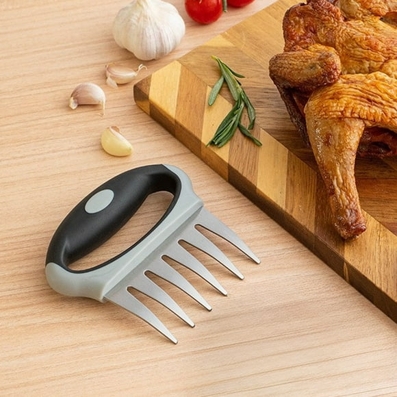 Qaailabf Stainless Steel Bear Claw Meat Shredder BBQ Tool - Black Chicken Separator Fork Meat Tearer for Grilling Cooking - 5.1 x 4.7 inch Portable Kitchen Gadget - Heat Resistant Handles