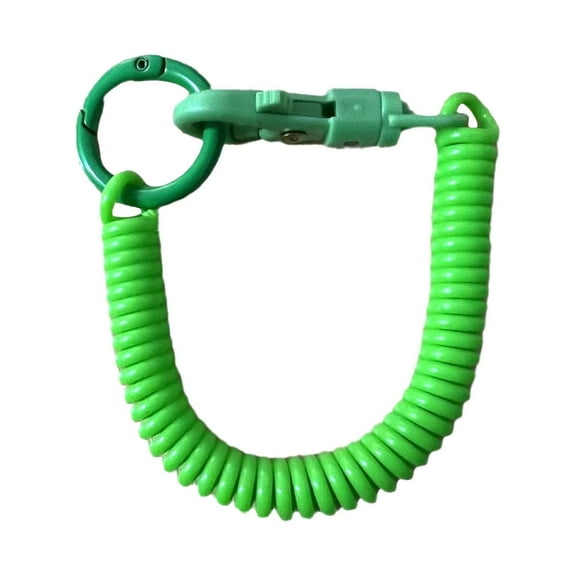 Qaailabf Telescopic Spring Rope Key Chain Lanyard with Key Ring - Versatile Plastic Coil Keychain for Keys, Phone, Purse, Bag Decoration - Retractable Stretch Cord Keyring Accessory - Practical Home