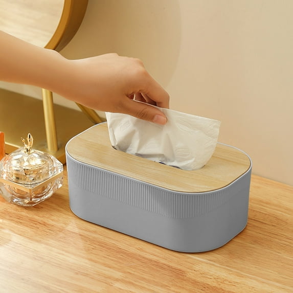 Qaailabf Tissue Box Organizer | Plastic Tissue Holder with Phone Slot - Modern Facial Paper Dispenser for Bathroom, Kitchen, Bedroom, Countertop, Table | 8.27x4.92x2.95in |