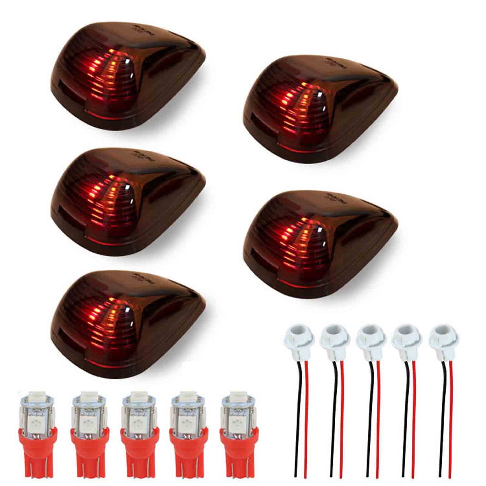 2x Red LED Roof Clearance Marker Lights – 12V/24V, IP66/68 Waterproof, For Truck, Lorry, Bus, Caravan, Easy Mount, 4 LEDs Each-494761