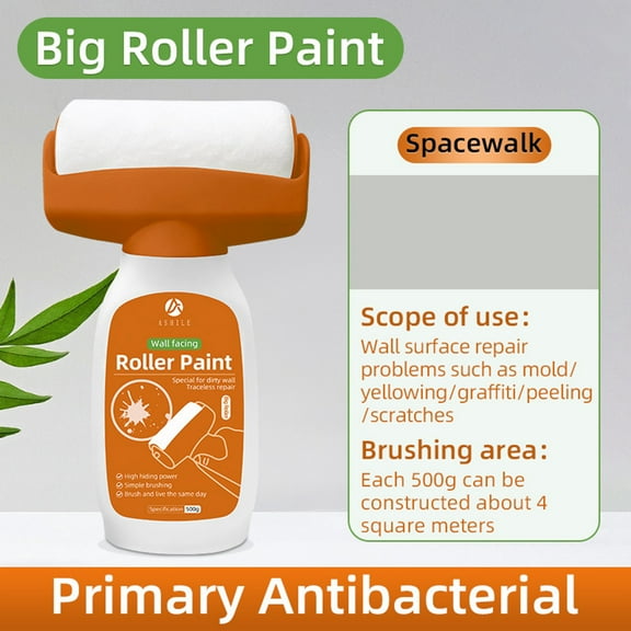 Qaailabf Wall Paint Repair Roller Kit with Small Brush for Home DIY Maintenance 500g Coverage Paint Roller Tool for Wall Patches Scuff Marks Shoe Prints Graffiti Interior Quick Dry No-Stain Formula