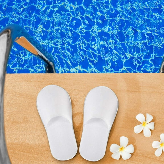 Qaailabf White Disposable Slippers | 5mm Thickness | Non-Slip Spa Hotel Guest House Use | Adult Unisex | Soft Comfort | Universal Fit | Single Pair (1 Pair) | Hygienic Travel Essentials