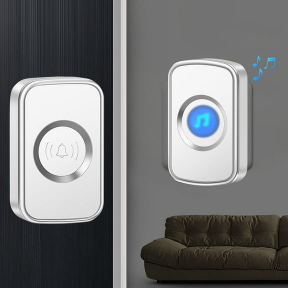 Wireless Doorbell No Battery Needed | Long Range Remote Pager | 200m Transmission | 60 Chimes 5 Volume Levels 0-90dB | Easy Install | Weatherproof IP44 | 1 Transmitter 1 Receiver
