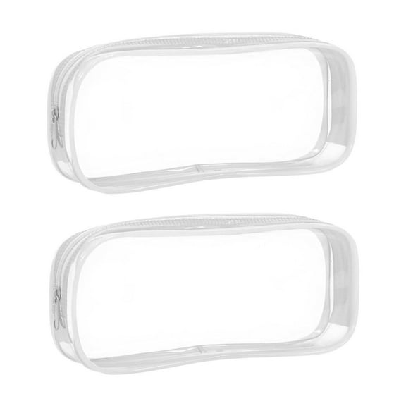 Qaailabf Zipper Transparent Pen Pouch, PVC EVA Storage Bag, Large Capacity, 2 Pack, Multi-Purpose Organizer, Clear