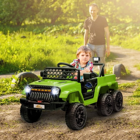 Qaba 12V 4x4 Kids Electric Car, 2WD/4WD Switchable Kids Ride on Car with Parent Remote Control, Spring Suspension System, Back Trailer, Camouflage