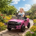 thumbnail image 1 of Qaba 12V Kids Ride on Car, Licensed Dodge RAM 3500 Ride on Toys for Toddlers with Dual Motors, Remote Control, Suspension, Bluetooth and Lights, Pink, 1 of 9
