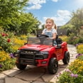 thumbnail image 1 of Qaba 12V Kids Ride on Car, Licensed Dodge RAM 3500 Ride on Toys for Toddlers with Dual Motors, Remote Control, Suspension, Bluetooth and Lights, Red, 1 of 9