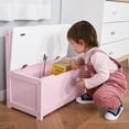 thumbnail image 1 of Qaba 2-in-1 Kids Wooden Toy Organizer Chest Storage Box with Seat Bench Cabinet Chunk Cube with Safety Pneumatic Rod Pink, 1 of 9