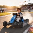 thumbnail image 1 of Qaba Electric Go Kart with 24V 9Ah Battery, Dual 150W Motors, Adjustable Seat & 11.2MPH High Speed, Slow Start, 5-Point Harness, for 6-12 Years, Blue, 1 of 9