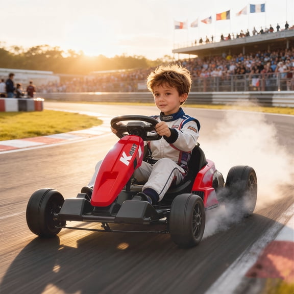 Qaba 24V Electric Go Kart with Dual 150W Motors, Adjustable Seat & 11.2MPH High Speed, Slow Start, 5-Point Harness, for 6-12 Years, Red