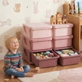 thumbnail image 1 of Qaba Kids Storage Organizer, 3 Tier Toy Storage Unit with 6 Removable Bins, Plastic Drawer Chest for Bedroom Nursery Playroom Living Room, Polypropylene, Pink, 1 of 10