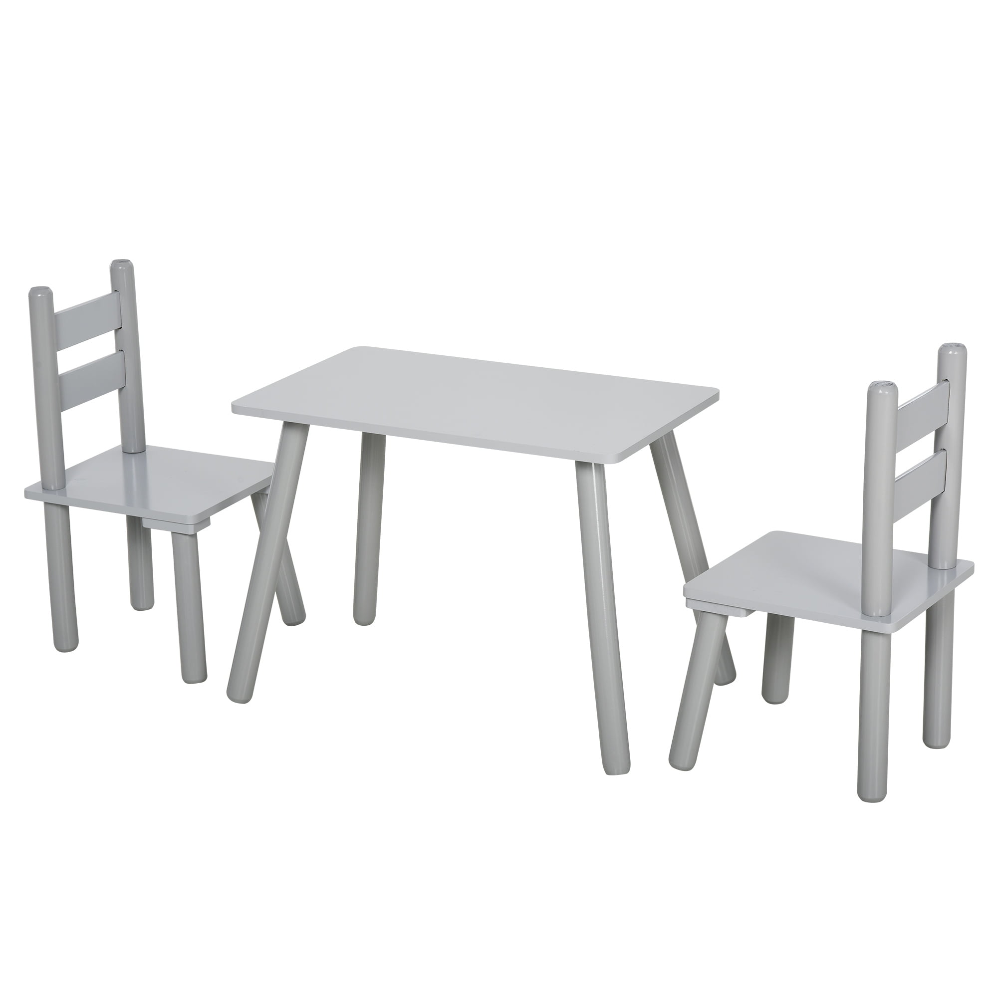 Qaba 3 Piece Set Kids Wooden Table Chairs Easy to Clean Gift for