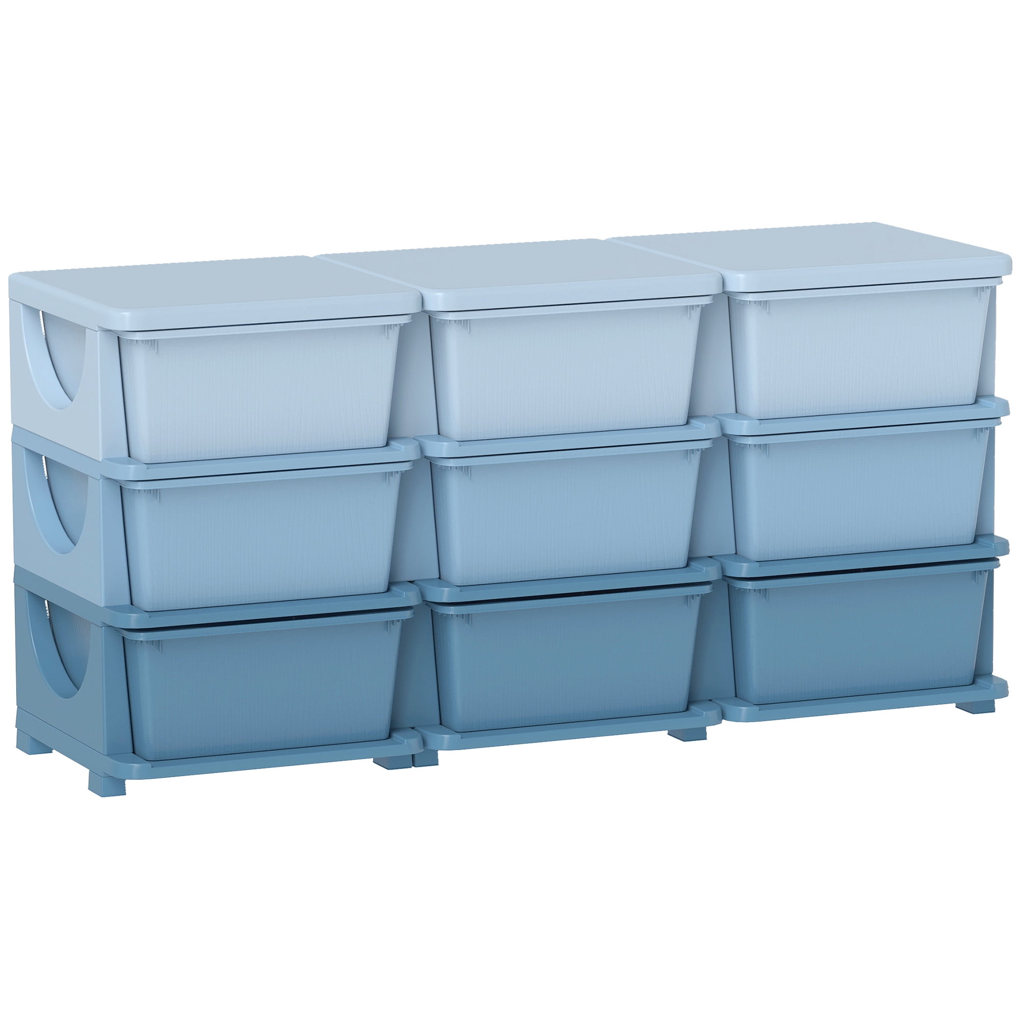 Blue 3-Tier Kids Storage Unit - 9-Drawer Toy Organizer with Removable Bins for Nursery & Playroom Five