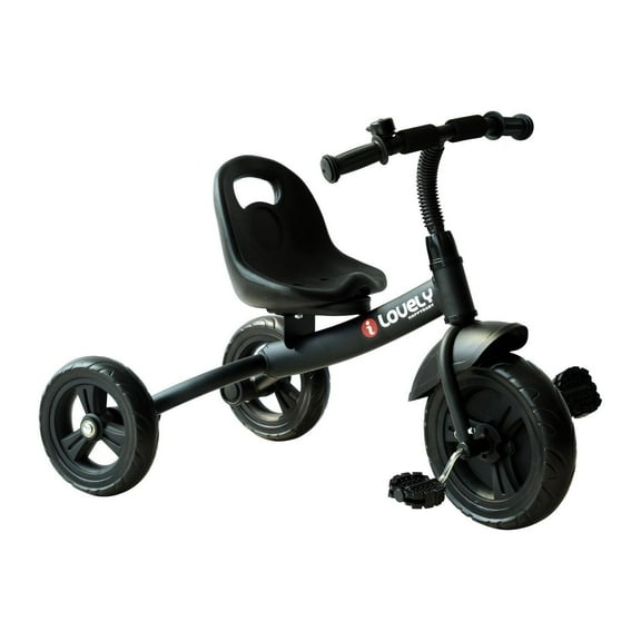 Qaba 3-Wheel Recreation Ride-On Toddler Tricycle with Bell Indoor,Outdoor- Black,Black Steel Toys Kids Bikes Riding Toys