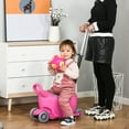 thumbnail image 1 of Qaba 3-in-1 Ride On Push Car, Kids Scooter, Sliding Walker, Push Rider, with Adjustable Handlebar, 3 Balanced Wheels, Removable Storage Seat, for Boys and Girls Aged 2-6 Years Olds, Pink, 1 of 9