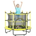 thumbnail image 1 of Qaba 4.6' Trampoline for Kids,55 Inch Toddler Trampoline with Safety Enclosure & Ball Pit for Indoor or Outdoor Use,Built for Kids 3-10 Years,Yellow,Yellow Steel Toys Outdoor Sports, 1 of 7