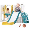 thumbnail image 1 of Qaba 6 in 1 Toddler Slide and Swing Set, Baby Slide for Age 1-3 Years with Basketball Hoop, Climber, Storage Space, 1 of 10