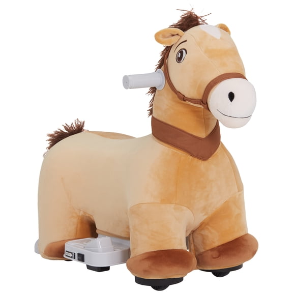 ZHAOXIXING 6V Ride on Horse, Battery Powered Electric Pony with Music, PU Wheels, Soft Touch for 18-36 Months