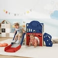 thumbnail image 1 of Qaba 8 in 1 Toddler Slide Set with Basketball Hoop,Telescope, Kids Playground for Toddlers Age 1-6 Indoor Outdoor, Blue, 1 of 9